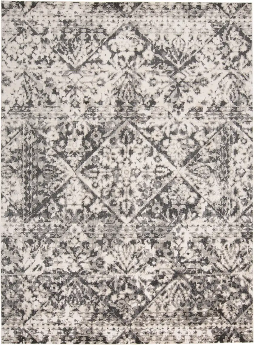 Gray Ivory And Silver Abstract Stain Resistant Area Rug Photo 1
