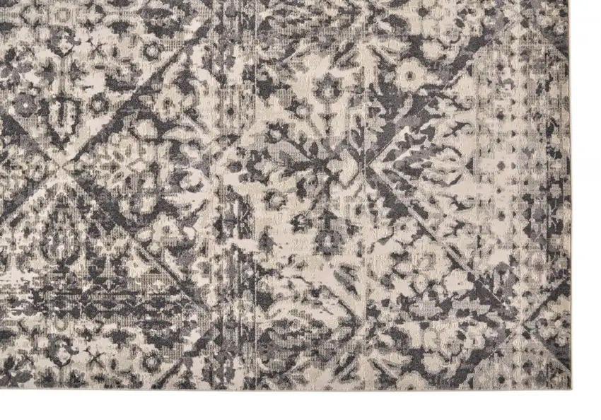 Gray Ivory And Silver Abstract Stain Resistant Area Rug Photo 4