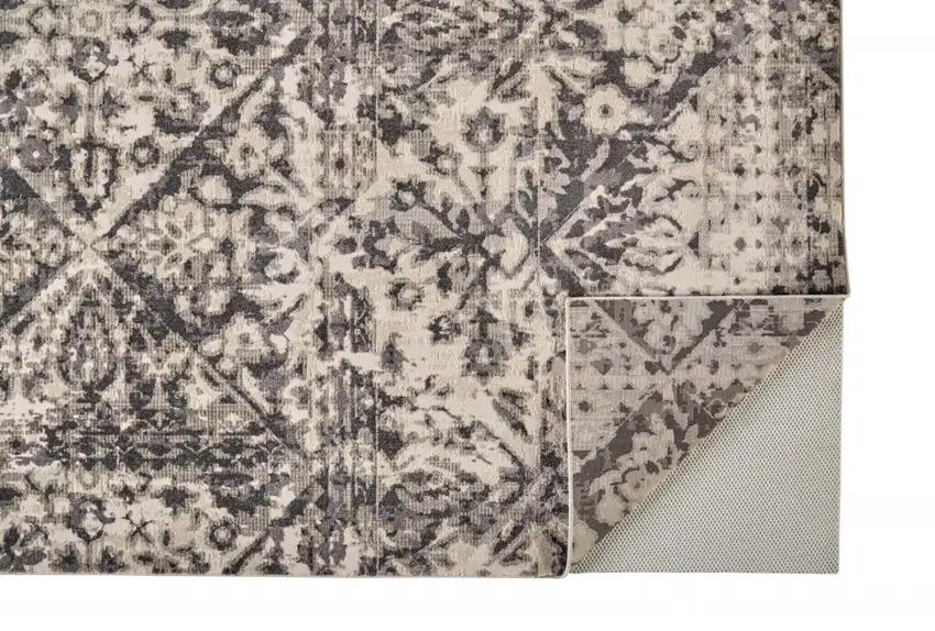 Gray Ivory And Silver Abstract Stain Resistant Area Rug Photo 2