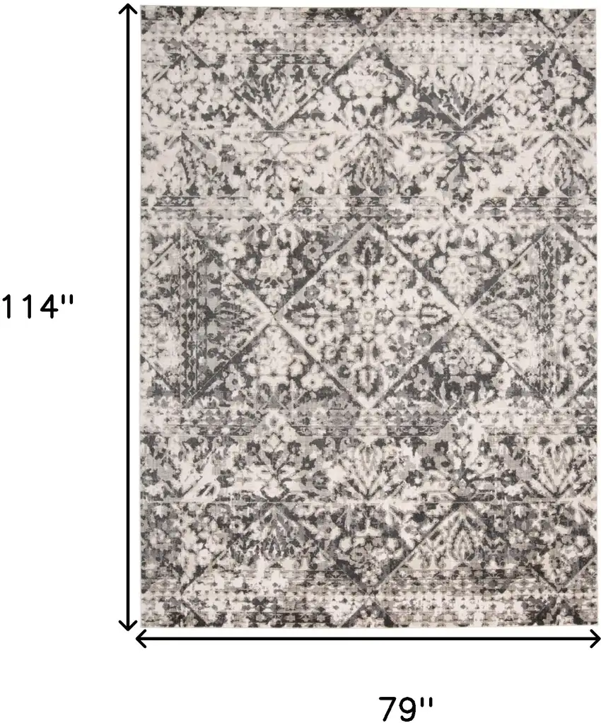 Gray Ivory And Silver Abstract Stain Resistant Area Rug Photo 10