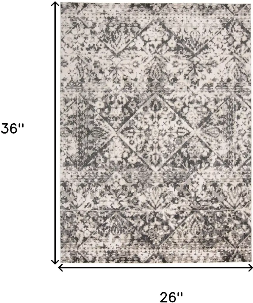 Gray Ivory And Silver Abstract Stain Resistant Area Rug Photo 9
