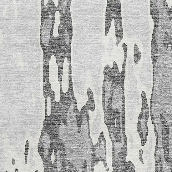 Gray Ivory And Silver Abstract Washable Area Rug With UV Protection Photo 2