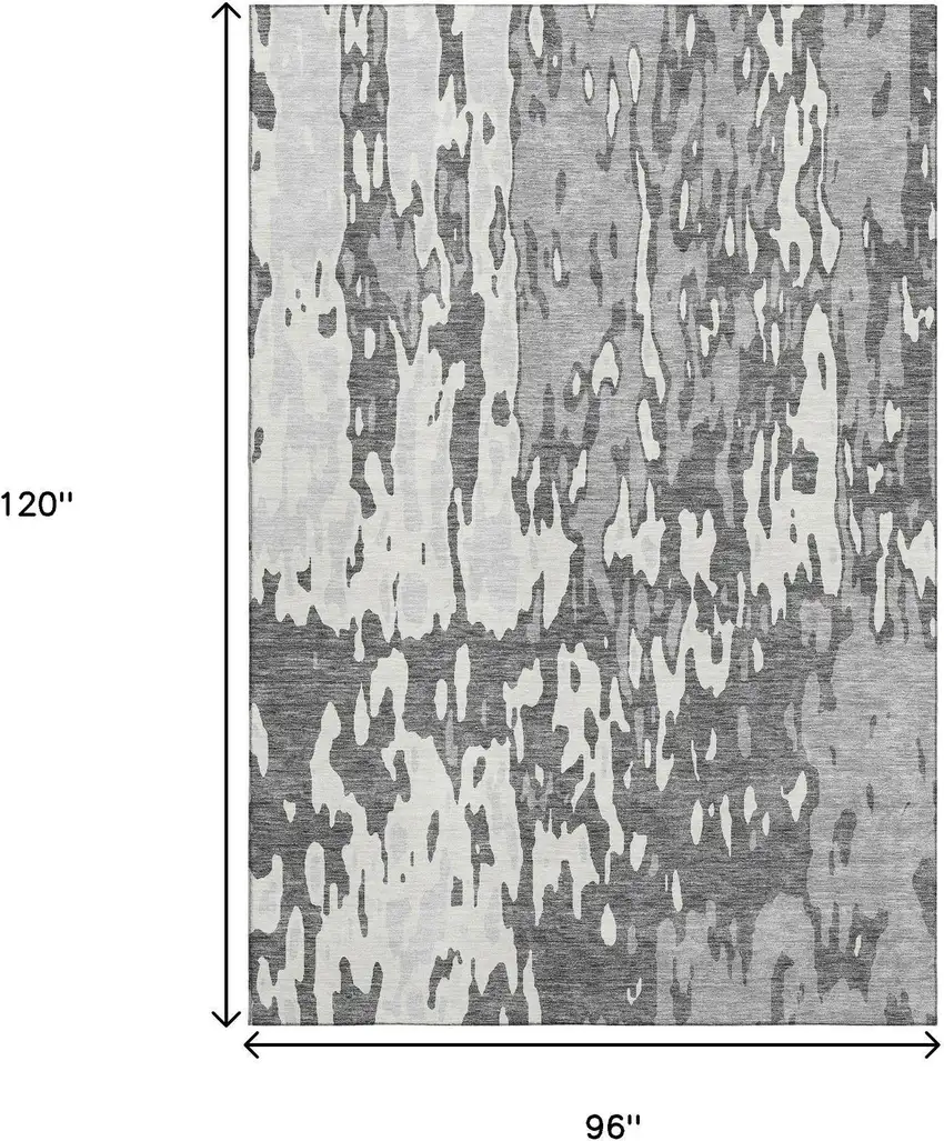 Gray Ivory And Silver Abstract Washable Area Rug With UV Protection Photo 8