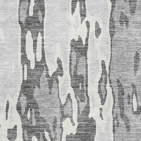 Gray Ivory And Silver Abstract Washable Area Rug With UV Protection Photo 2