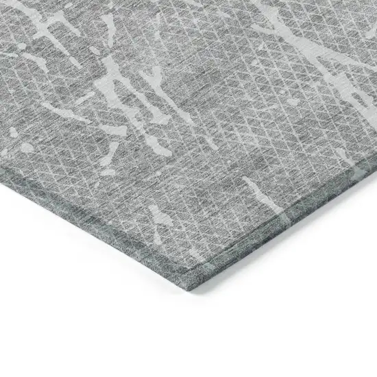Gray Ivory And Silver Abstract Washable Indoor Outdoor Area Rug Photo 4