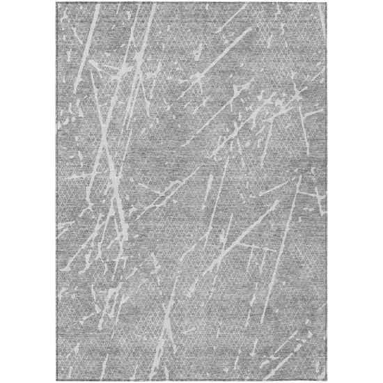 Gray Ivory And Silver Abstract Washable Indoor Outdoor Area Rug Photo 2
