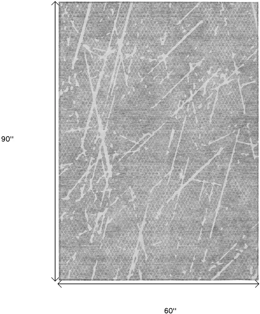 Gray Ivory And Silver Abstract Washable Indoor Outdoor Area Rug Photo 9
