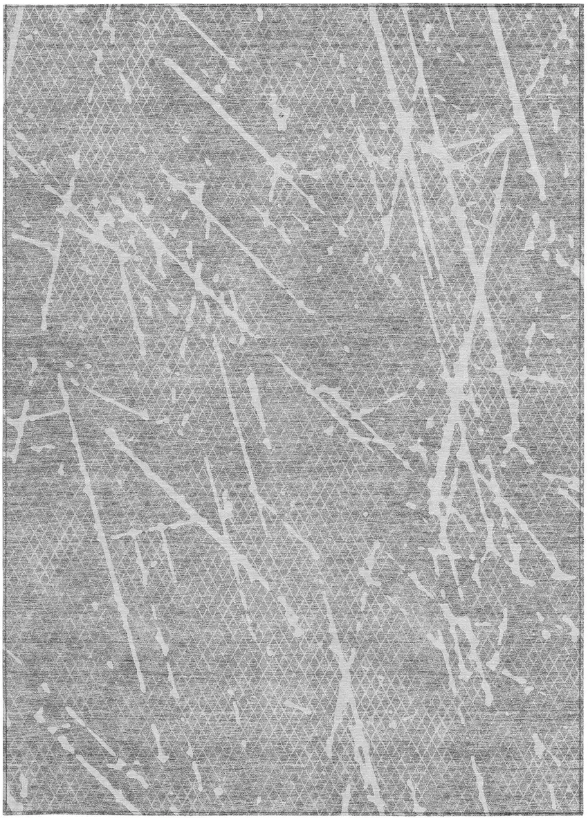 Gray Ivory And Silver Abstract Washable Indoor Outdoor Area Rug Photo 4