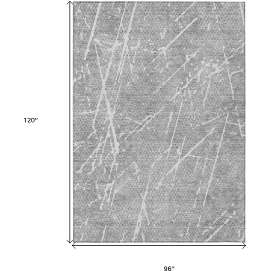 Gray Ivory And Silver Abstract Washable Indoor Outdoor Area Rug Photo 9