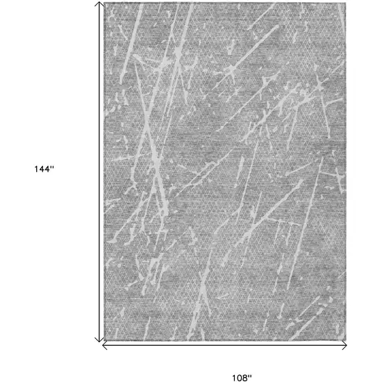 Gray Ivory And Silver Abstract Washable Indoor Outdoor Area Rug Photo 9