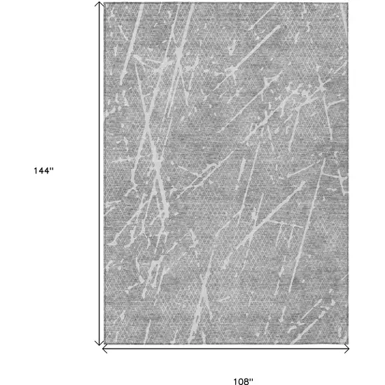 Gray Ivory And Silver Abstract Washable Indoor Outdoor Area Rug Photo 9
