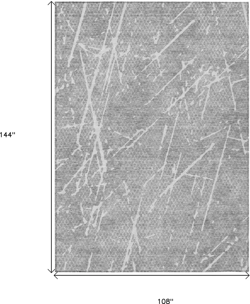 Gray Ivory And Silver Abstract Washable Indoor Outdoor Area Rug Photo 9