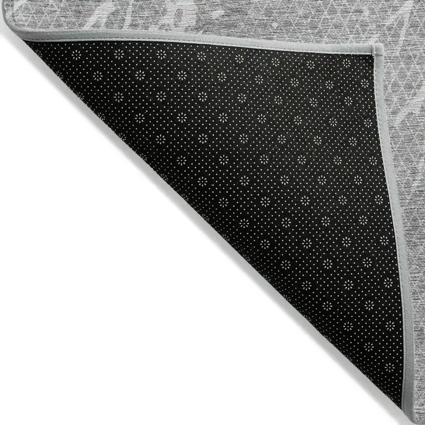 Gray Ivory And Silver Abstract Washable Indoor Outdoor Area Rug Photo 2