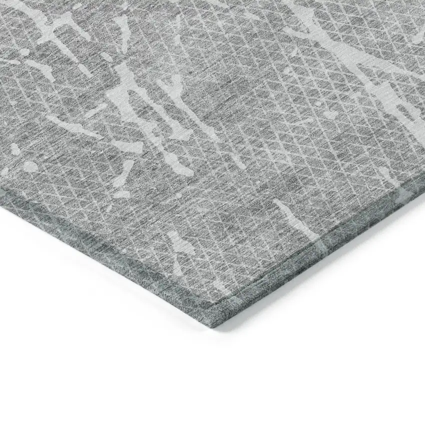 Gray Ivory And Silver Abstract Washable Indoor Outdoor Area Rug Photo 3