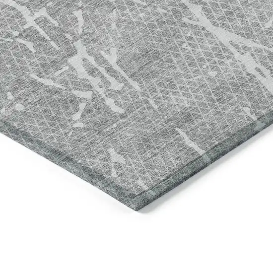 Gray Ivory And Silver Abstract Washable Indoor Outdoor Area Rug Photo 3