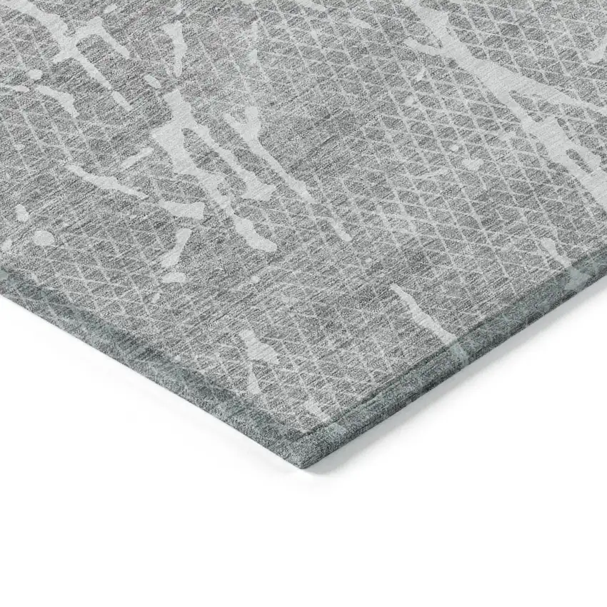 Gray Ivory And Silver Abstract Washable Indoor Outdoor Area Rug Photo 3