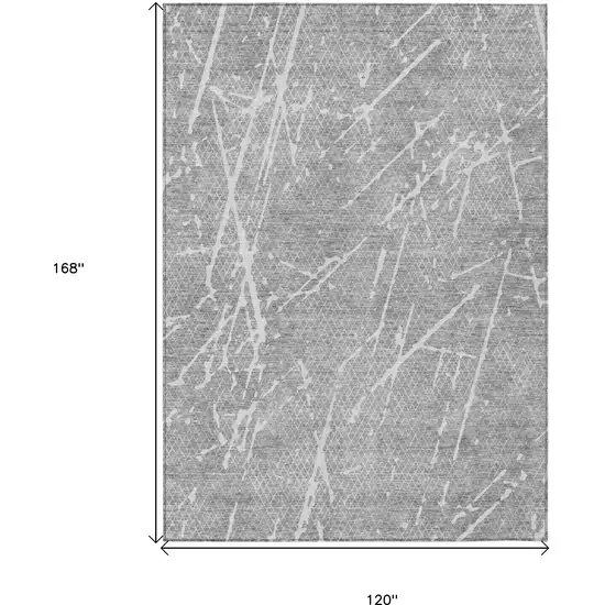 Gray Ivory And Silver Abstract Washable Indoor Outdoor Area Rug Photo 9