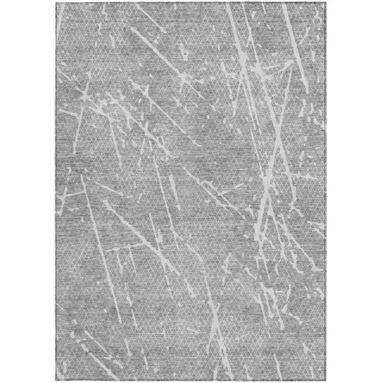 Gray Ivory And Silver Abstract Washable Indoor Outdoor Area Rug Photo 4