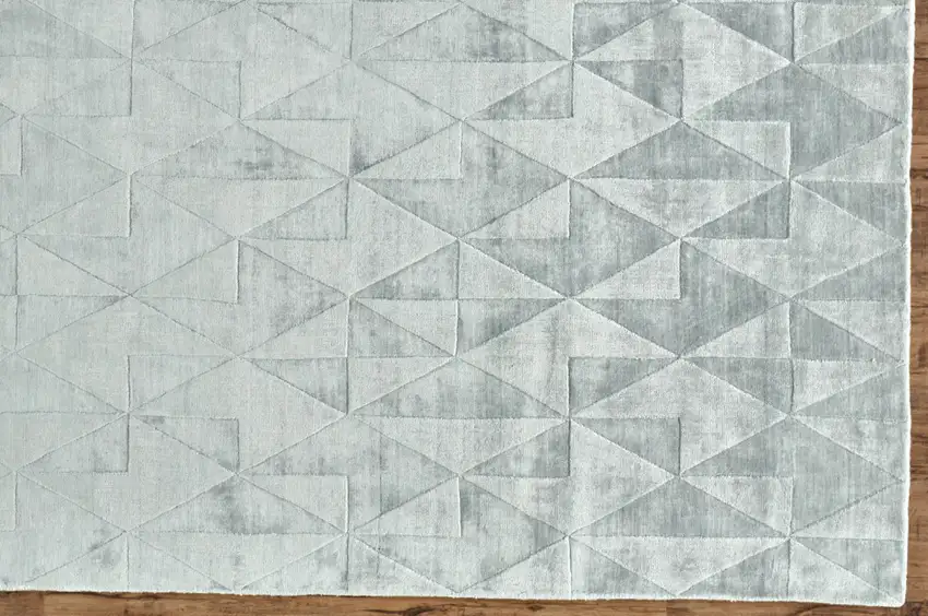 Gray Ivory And Silver Geometric Hand Woven Area Rug Photo 4