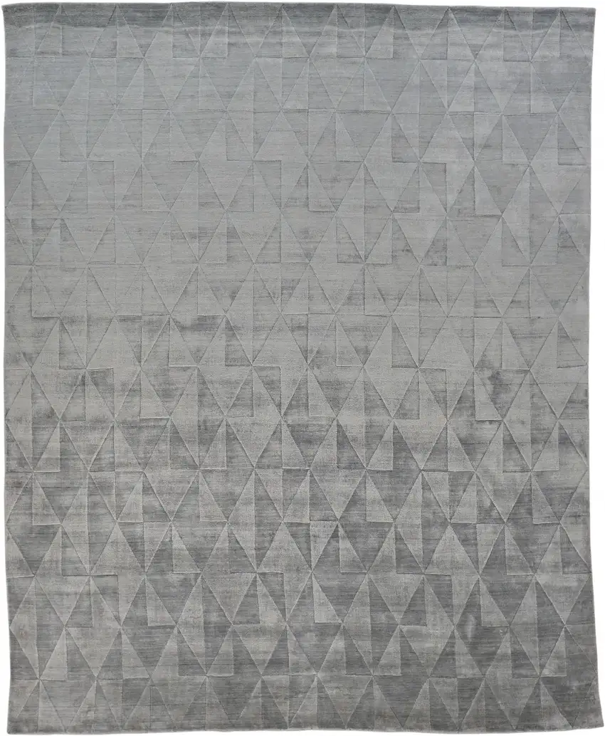 Gray Ivory And Silver Geometric Hand Woven Area Rug Photo 1
