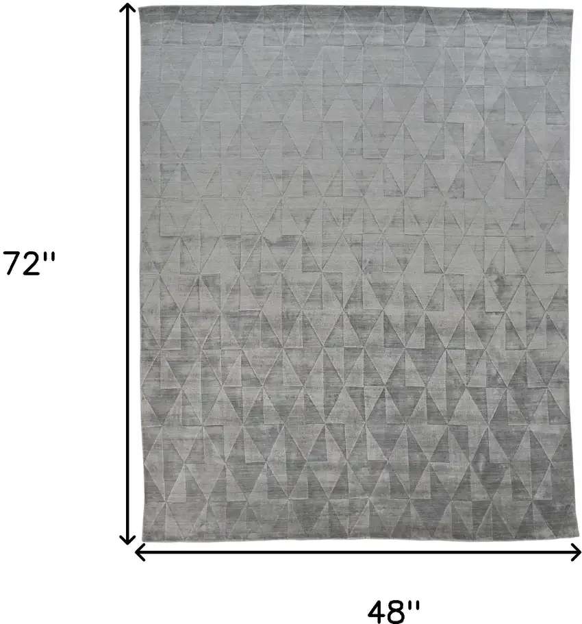 Gray Ivory And Silver Geometric Hand Woven Area Rug Photo 10