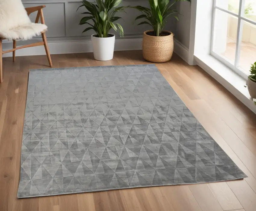 Gray Geometric Hand Woven Area Rug Photo 1