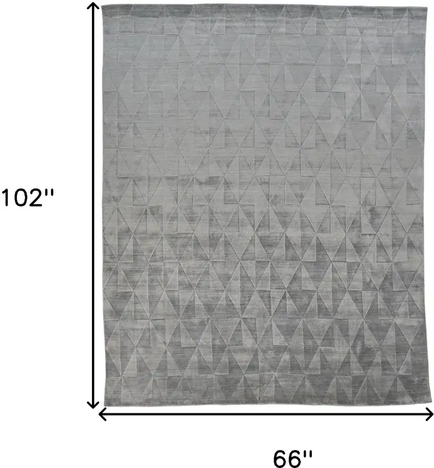 Gray Ivory And Silver Geometric Hand Woven Area Rug Photo 10