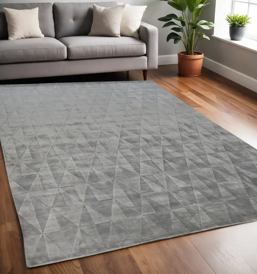 Gray Geometric Hand Woven Area Rug Photo 1