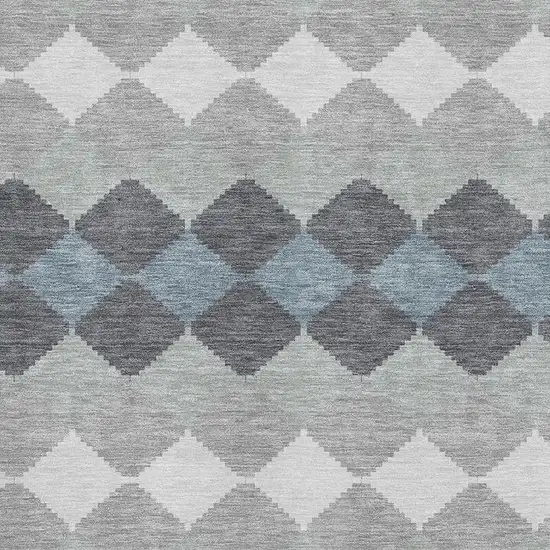 Gray Ivory And Silver Geometric Washable Area Rug With UV Protection Photo 2