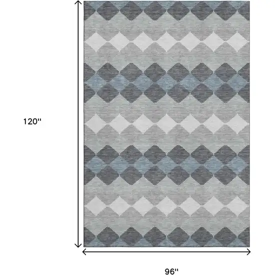 Gray Ivory And Silver Geometric Washable Area Rug With UV Protection Photo 7