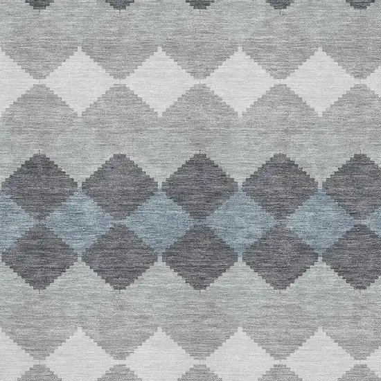 Gray Ivory And Silver Geometric Washable Area Rug With UV Protection Photo 2