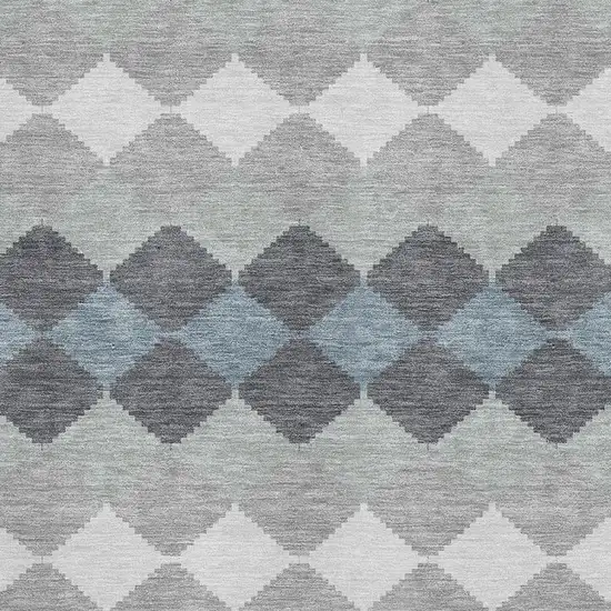 Gray Ivory And Silver Geometric Washable Area Rug With UV Protection Photo 2
