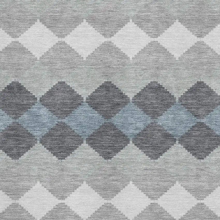 Gray Ivory And Silver Geometric Washable Area Rug With UV Protection Photo 2