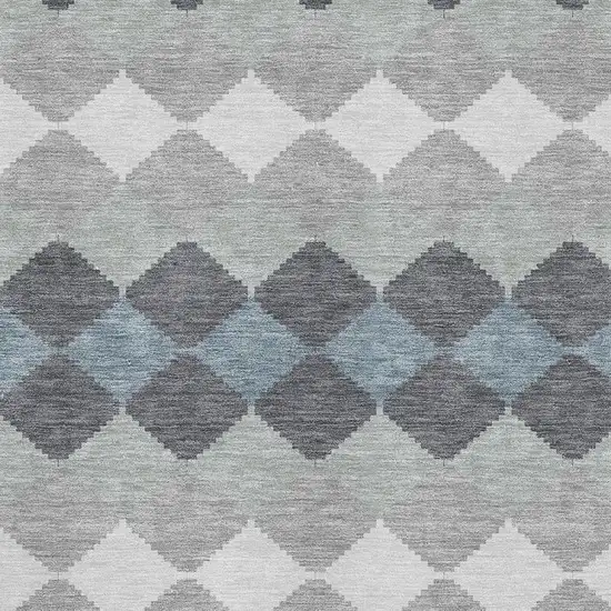 Gray Ivory And Silver Geometric Washable Area Rug With UV Protection Photo 2