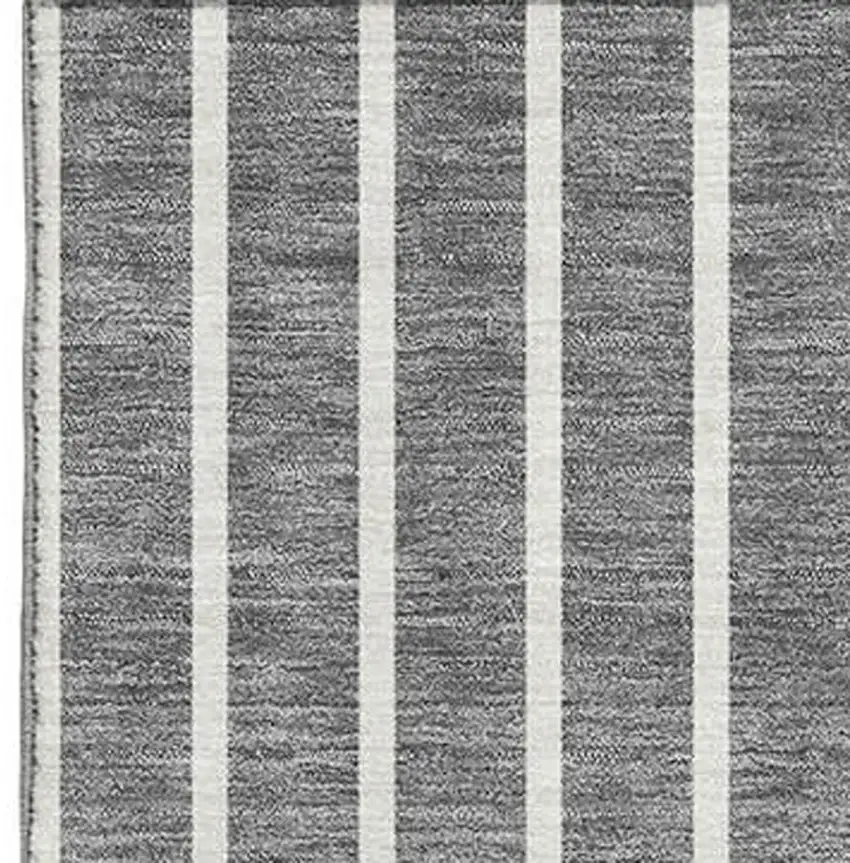 Gray Ivory And Silver Striped Washable Area Rug With UV Protection Photo 3