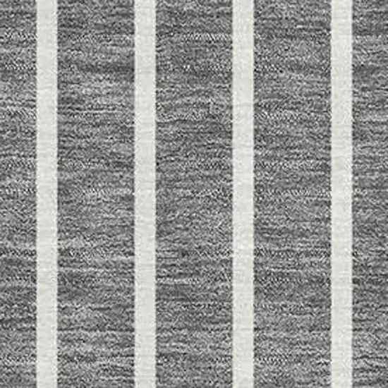 Gray Ivory And Silver Striped Washable Area Rug With UV Protection Photo 2