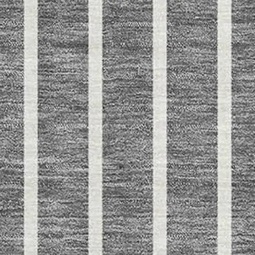 Gray Ivory And Silver Striped Washable Area Rug With UV Protection Photo 2