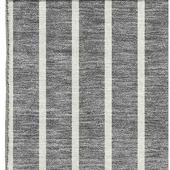 Gray Ivory And Silver Striped Washable Area Rug With UV Protection Photo 2