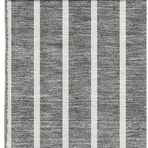 Photo of Gray Ivory And Silver Striped Washable Area Rug With UV Protection