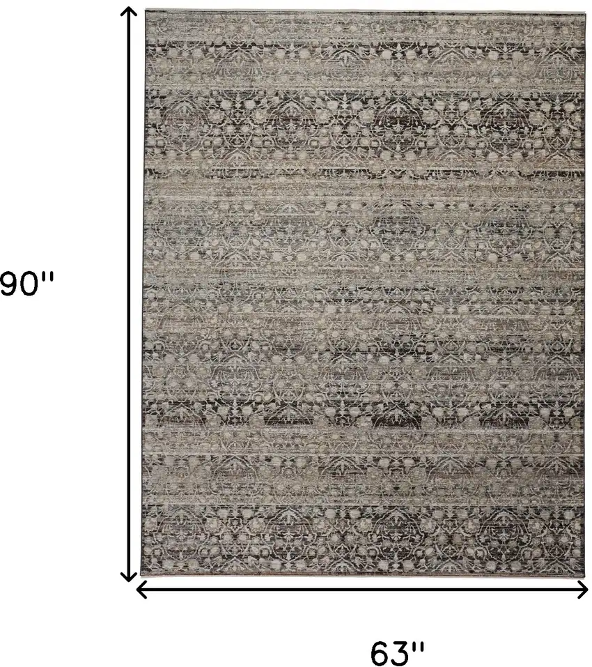 Gray Ivory And Tan Abstract Distressed Area Rug With Fringe Photo 10