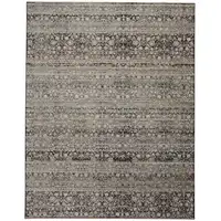 Photo of Gray Ivory And Tan Abstract Distressed Area Rug With Fringe