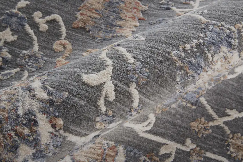 Gray Ivory And Tan Floral Power Loom Area Rug Photo 9