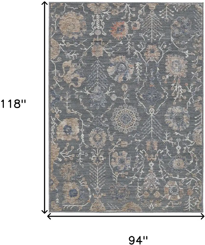 Gray Ivory And Tan Floral Power Loom Area Rug Photo 10
