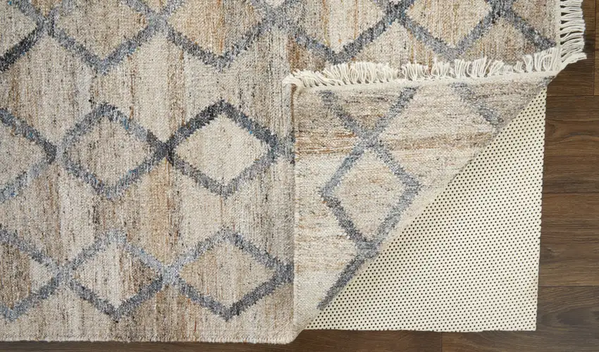 Gray Ivory And Tan Geometric Hand Woven Stain Resistant Area Rug With Fringe Photo 4