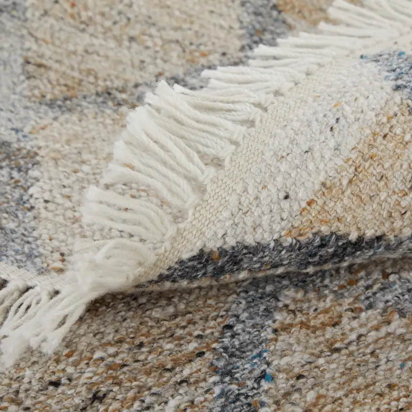 4' X 6' Gray Ivory And Tan Geometric Hand Woven Stain Resistant Area Rug With Fringe Photo 8