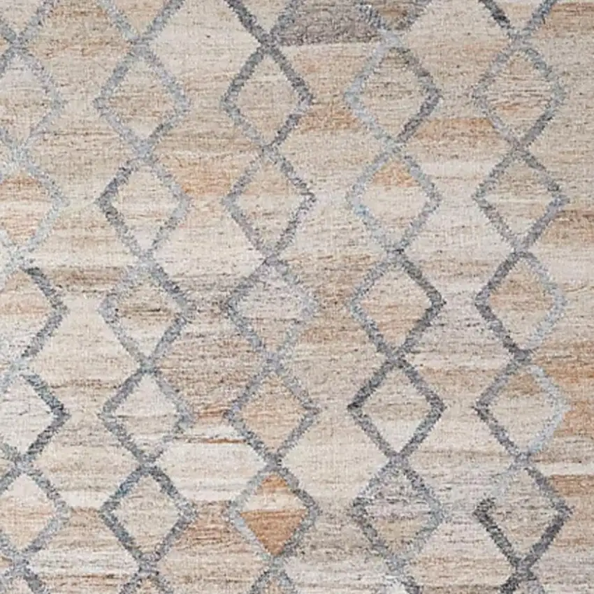 4' X 6' Gray Ivory And Tan Geometric Hand Woven Stain Resistant Area Rug With Fringe Photo 3