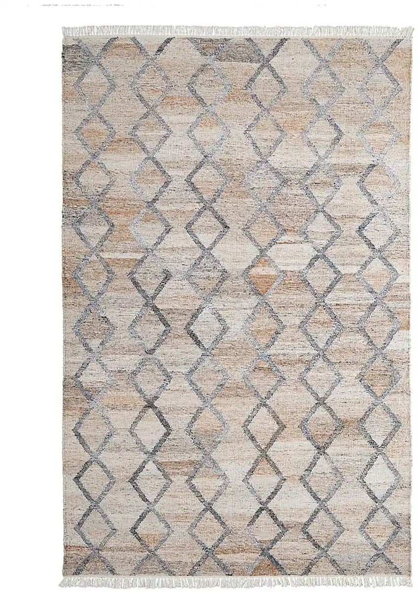 Gray Ivory And Tan Geometric Hand Woven Stain Resistant Area Rug With Fringe Photo 3