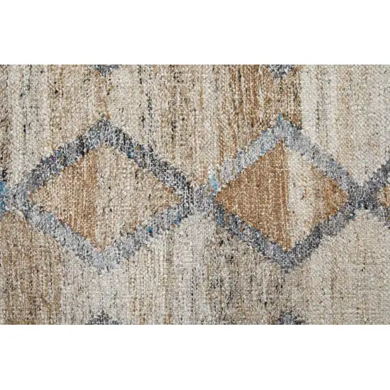 Gray and Ivory Geometric Hand Woven Area Rug With Fringe Photo 9
