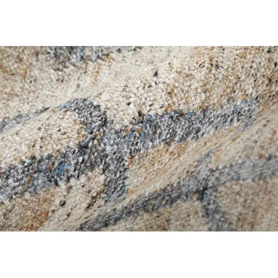 Gray and Ivory Geometric Hand Woven Area Rug With Fringe Photo 7