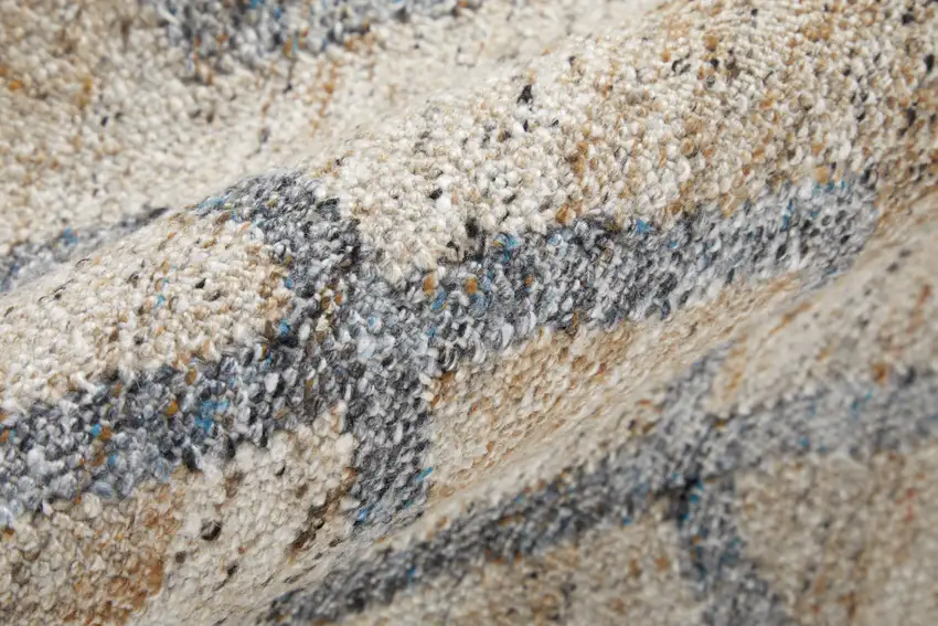 Gray and Ivory Geometric Hand Woven Area Rug With Fringe Photo 7